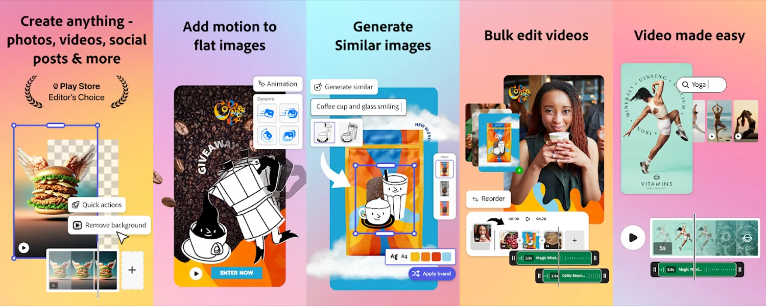 Adobe Express: AI Photo, Video screenshots