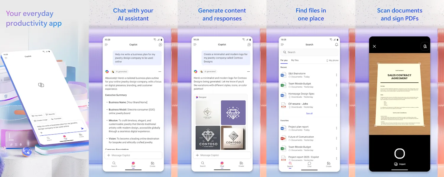 Microsoft 365 Copilot screenshots